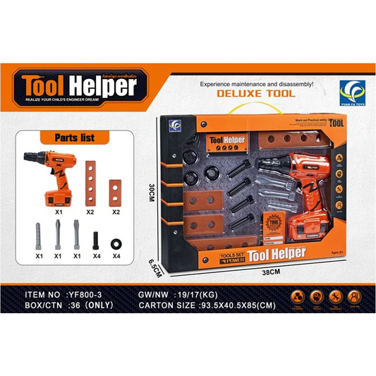 Tool Set with Tool Box & Electronic Toy Drill